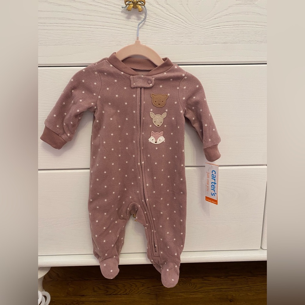 Carter's Mauve Animal Face Footie